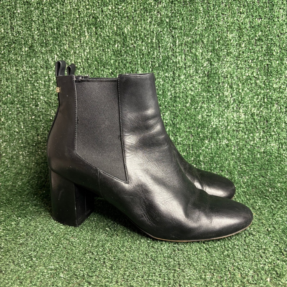 Cole‎ Haan Vesta Leather Block Heel Chelsea Ankle Booties Black Womens 9.5C Wide